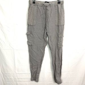 NICOLE MILLER 100% Linen Gray Cargo Pants sz M